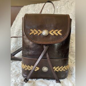 Vintage Southwestern Brown Leather Convertible Mini Backpack Purse